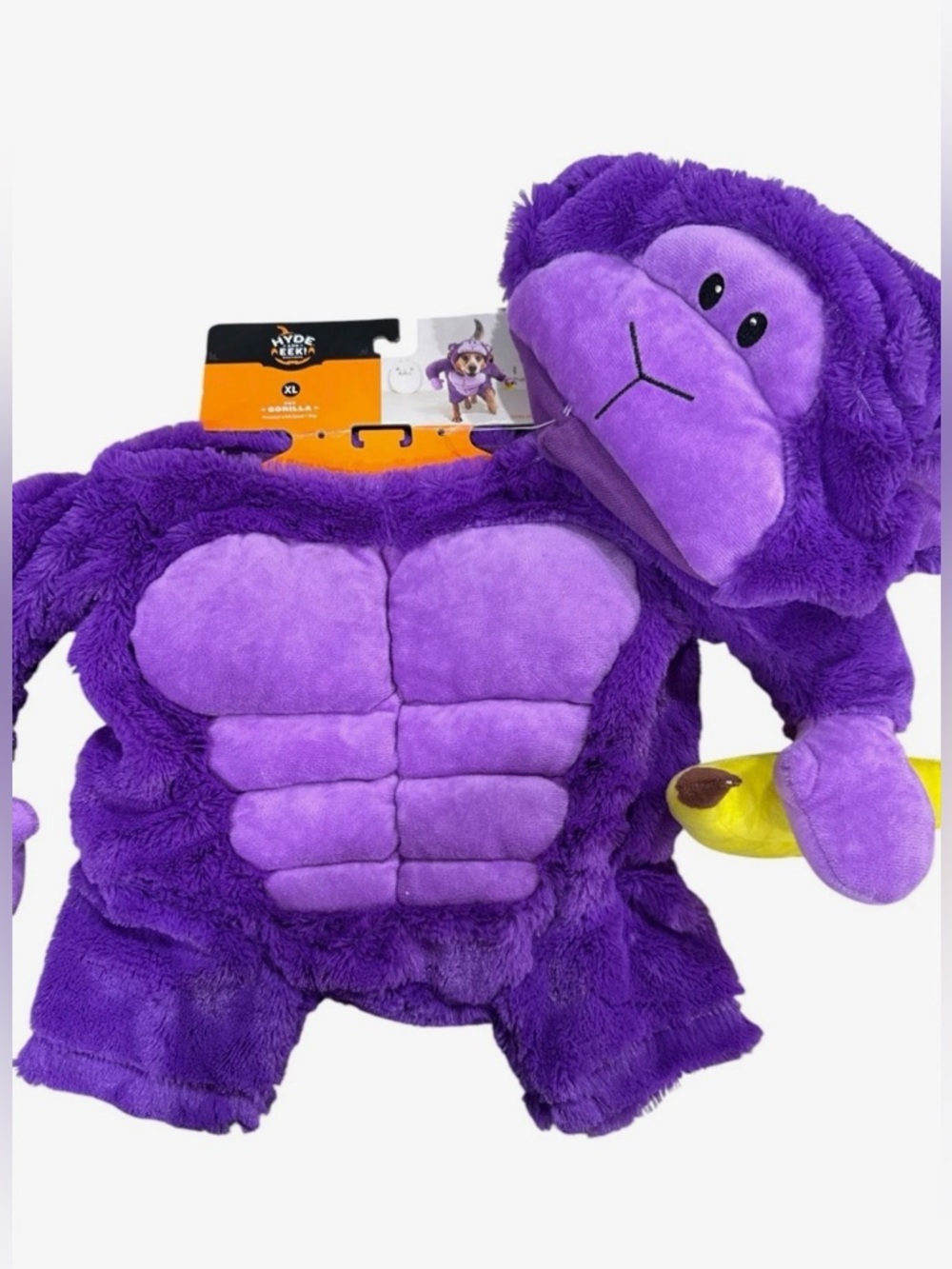 Hyde & Eek! Purple Gorilla Pet Costume XL With Hood & Toy - Picture 6 of 6